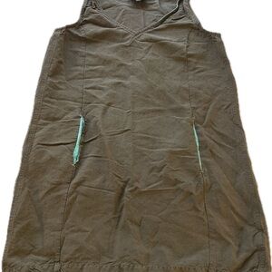 Leo & Sage Olive Green Linen Blend Tunic with Teal Trim